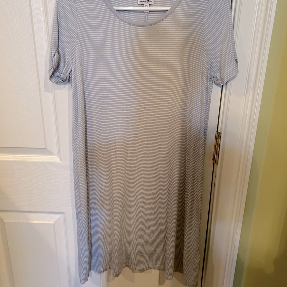 Light blue and thin striped dress